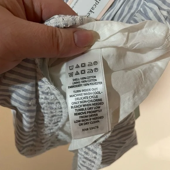 Cupcakes & Cashmere Blue & White Striped Lace-Trim Baby Dress With Headband Bow - Picture 8 of 8